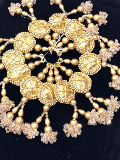 Embroidered Gota Tassel Hanging with Crystal Beads