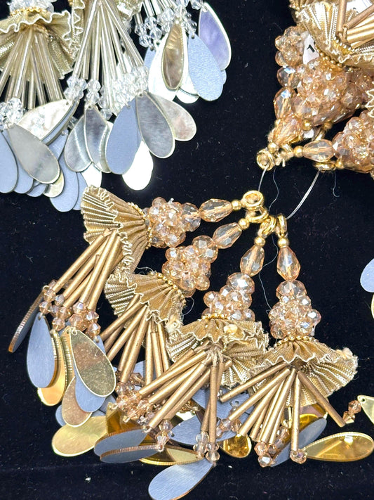 Embroidered Gota Tassel Hanging with Crystal Bead