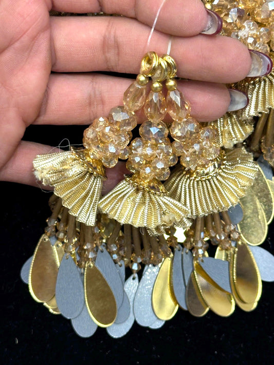 Embroidered Gota Tassel Hanging with Crystal Bead