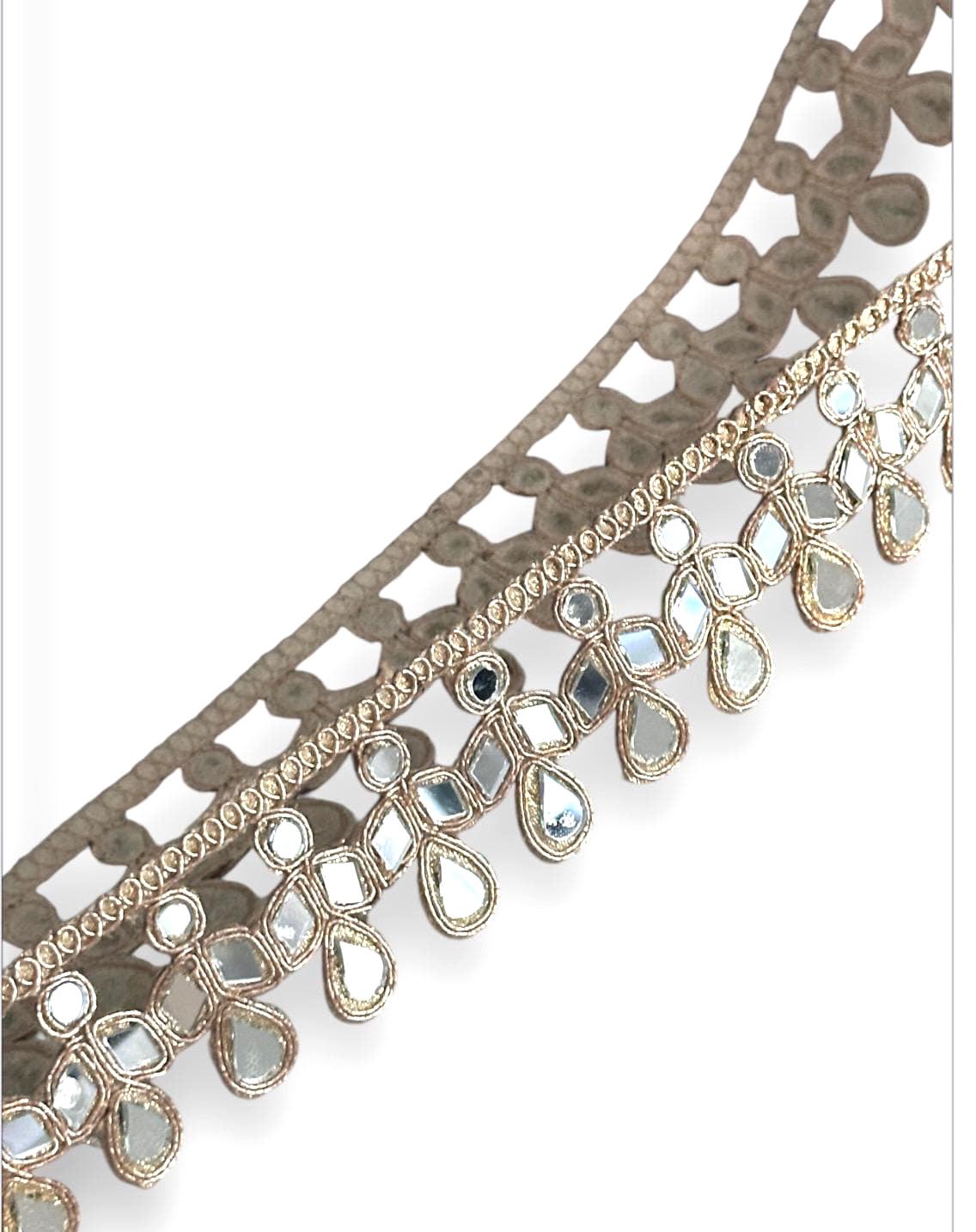 Handcrafted Indian Mirror Border Pendant Dstyle Mirror Jewelry Lace Trim