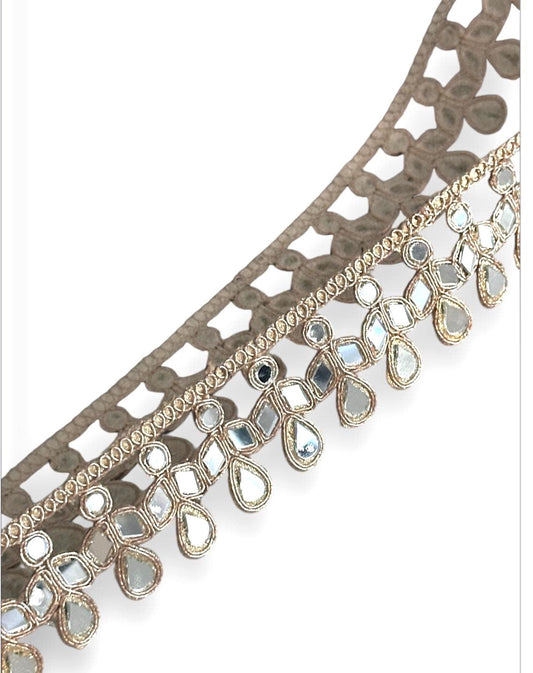 Handcrafted Indian Mirror Border Pendant Dstyle Mirror Jewelry Lace Trim
