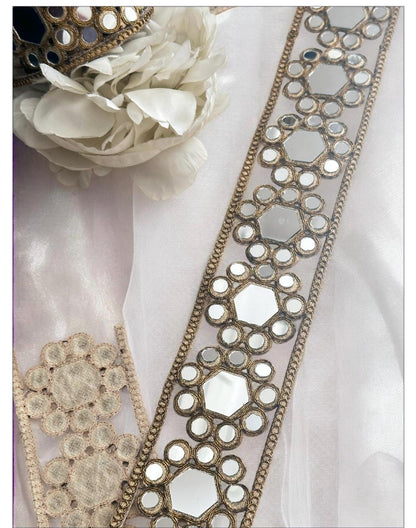 Cinturon Espejo Gold Mirror Cutwork Choker Band Dress Belt Symmetric Flower Pattern