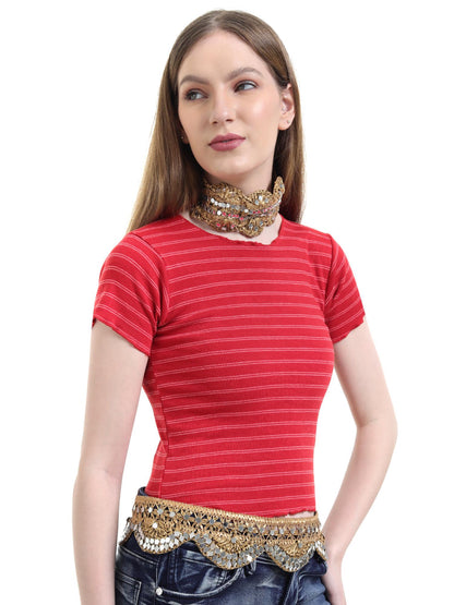Gold Fabric Mirror Waist Belt Choker Necklace Unique Handmade Jewelry Ethnic Art Indian Vibrant Lace Boho