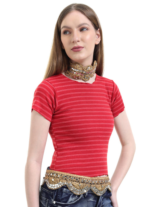 Gold Fabric Mirror Waist Belt Choker Necklace Unique Handmade Jewelry Ethnic Art Indian Vibrant Lace Boho