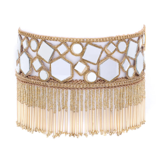 Tassel Choker Necklace Jewelry Mirror Fabric Statement Neckband Handmade Accessory