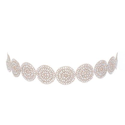 Bold Fashion Mirror Belt Fabric Choker Neck Collar Elegant Rhinestone Necklace