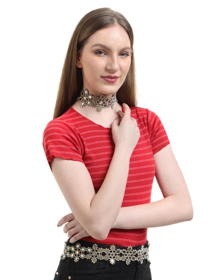 Glamorous Necklace Lace Choker Rhinestone Unique Handcrafted Party Necklace