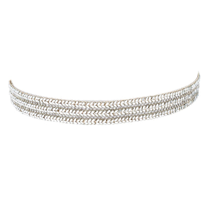 Vine Choker Necklace Zircon Jewelry Fabric Statement Waist Belt Shiny Handmade Accessory