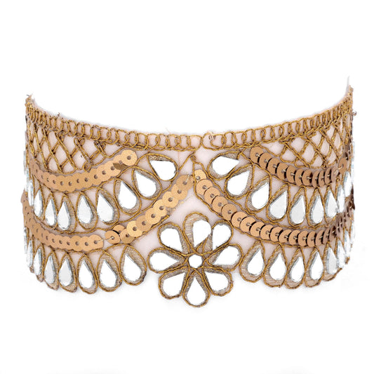 Flower Sequin Choker Mirror Necklace Waist Belt Trendy Festival Jewelry Unique Floral Accessory Handmade