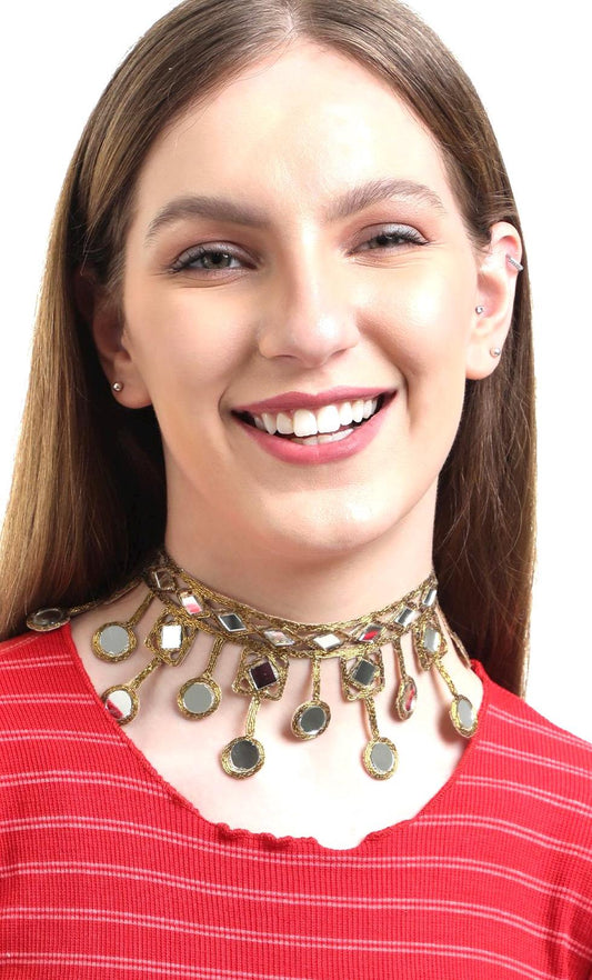Glitter Choker Necklace Gothic Jewelry Fabric Statement Choker Handmade Party Statement Necklace Accessory