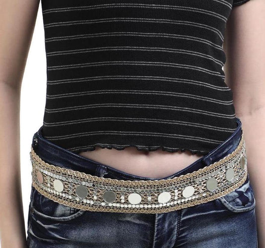 Handmade Mirror Belt Choker Set Crystal Metallic Thread Work Festival Belly Dance Costume Accessory Gift