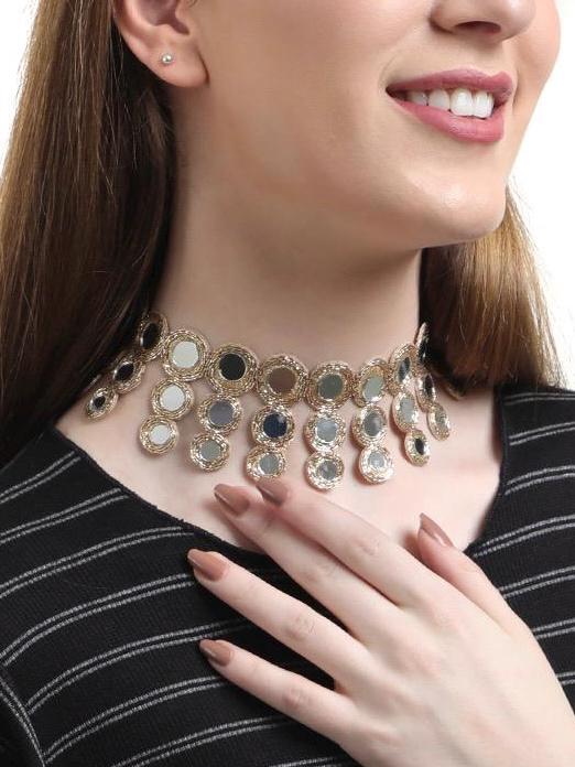 Sparkle Ora Cascade Necklace High-Shine Fabric Choker jewelry Layered Handmade Accessory