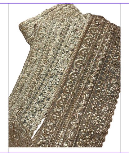 Gold Embroidered Sequin Floral Lace Indian Handmade Zari Border Bohemian Lace Border