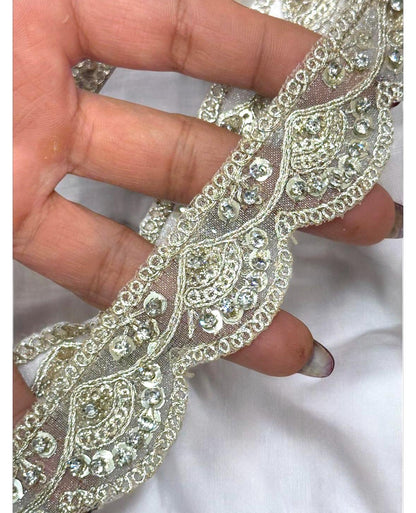 Indian Crafting Lace For Bridal Gown Broad Zari Fringe Lace Sewing Edging Saree Border Metallic Gold