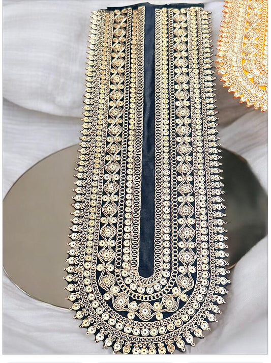 Handmade Gold Embellishment Floral Neckline Collar