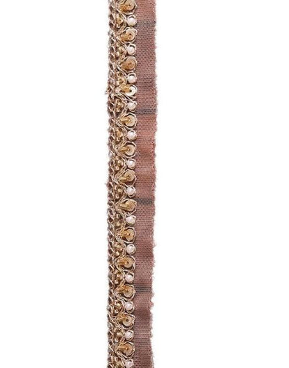 Light Gold Metallic Lace Sequin Glass Bead Pearl Work Handmade