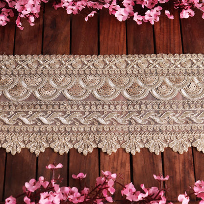 Delicate Gold Hand Embroidery Lace Trim for Wedding Dress Bridal Veil Sequin Lace
