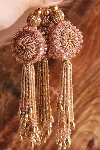 Beaded Decorative Crochet Tassel Pearl Glass Bead Curtain Hanging Indian Tassel