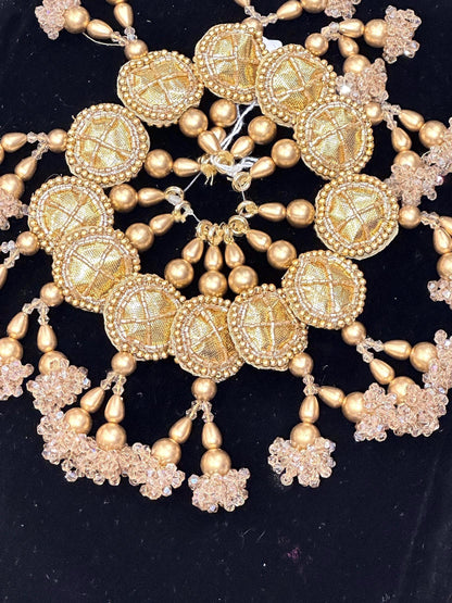 Embroidered Gota Tassel Hanging with Crystal Beads