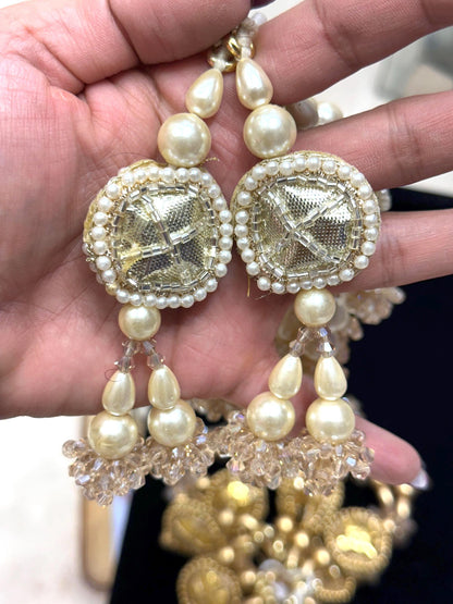 Embroidered Gota Tassel Hanging with Crystal Beads