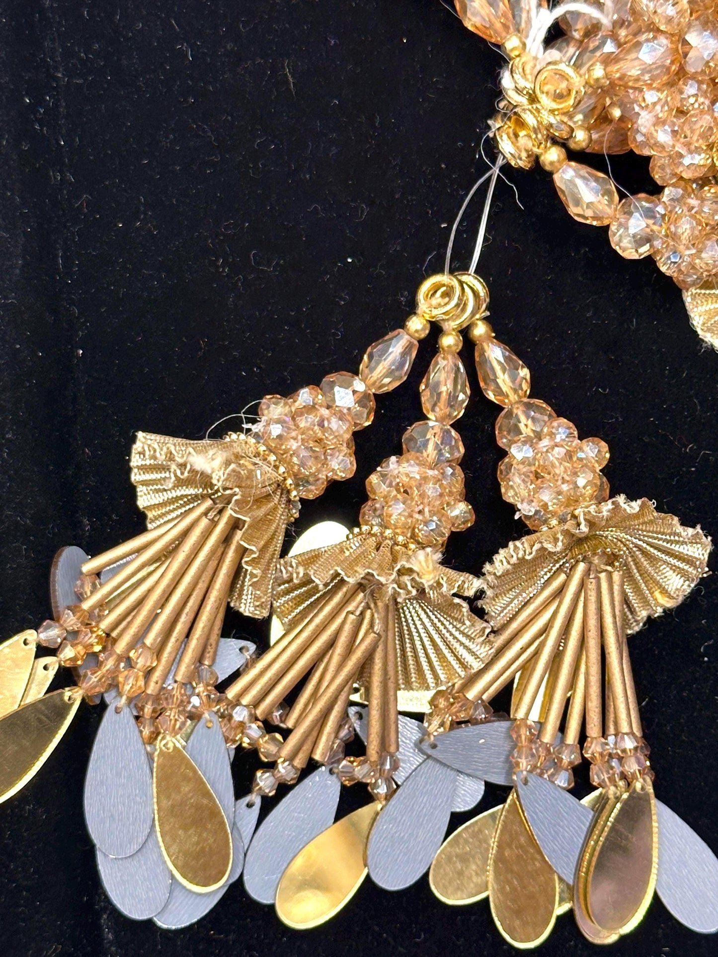 Embroidered Gota Tassel Hanging with Crystal Bead