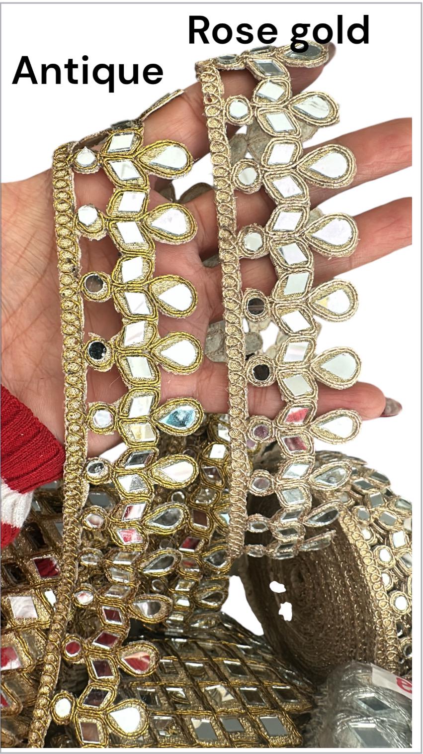 Handcrafted Indian Mirror Border Pendant Dstyle Mirror Jewelry Lace Trim