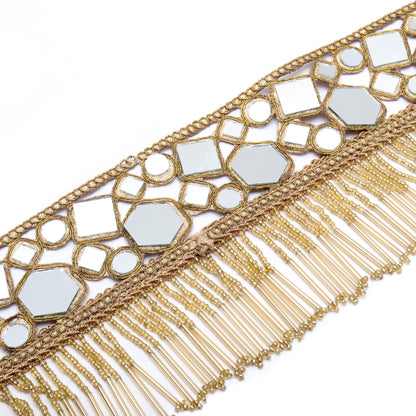 Gold Fringe Tassel Mirror Waist Belt Choker Set for Women Indian Wedding Jewelry