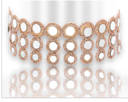 Handmade Mirror Belt Choker Set Crystal Metallic Thread Work Festival Belly Dance Costume Accessory Gift