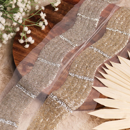 Luxury Rhinestone Trim Broad Glass Bead Wedding Gown Applique Lace For Dancer Prom Dress