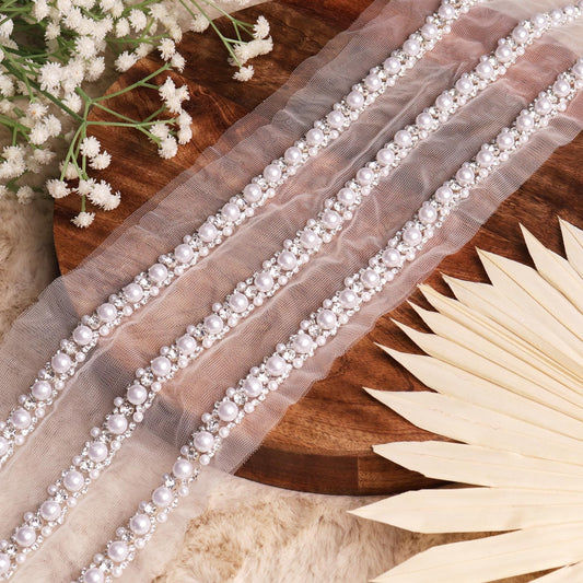 Handmade Embroidered Lace Wedding Veil Edging Thin Tape For Belt Strap Wedding Décor
