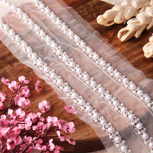 Handmade Embroidered Lace Wedding Veil Edging Thin Tape For Belt Strap Wedding Décor