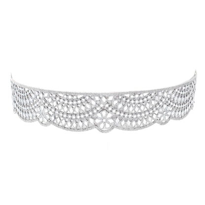 Silver Mirror Lace Belt And Choker Jewelry Gift Set Indian Enbroidery Decorative Accessory