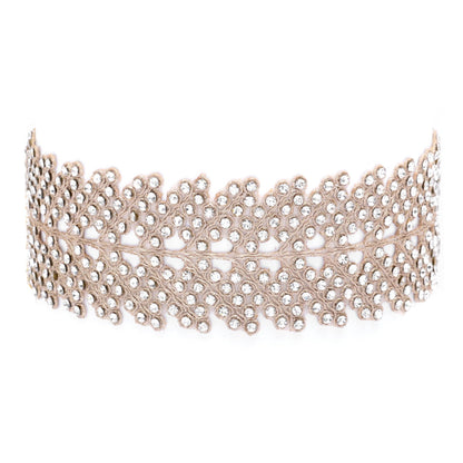 Glitter Choker Necklace Zircon Jewelry Fabric Statement