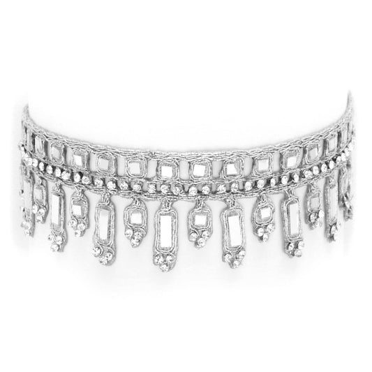 Glitter Choker Necklace Zircon Jewelry Fabric Statement Choker Handmade