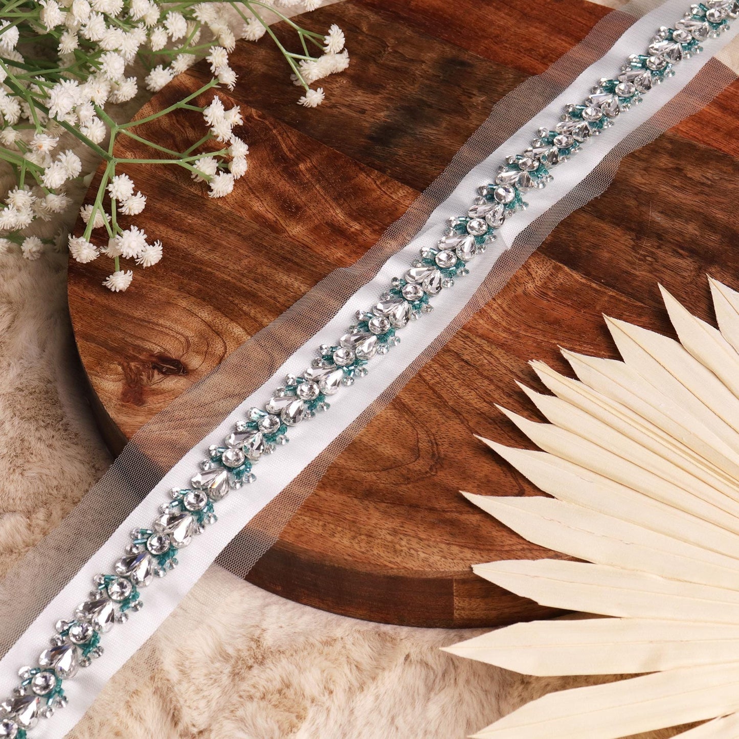 Sparkle and Shine: Handmade Luxury Rhinestone Crystal Lace for Bridal Veils and More