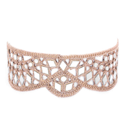 Mirror Neckband Jewelry Necklace High-Shine Fabric Lace Choker Handmade Accessory
