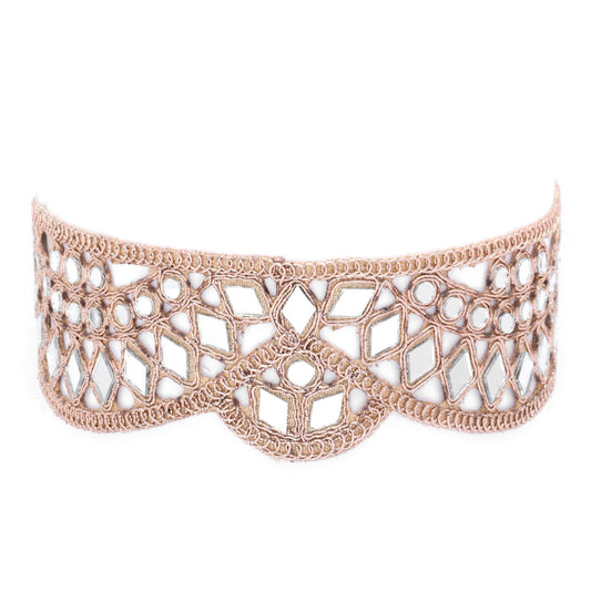 Mirror Neckband Jewelry Necklace High-Shine Fabric Lace Choker Handmade Accessory