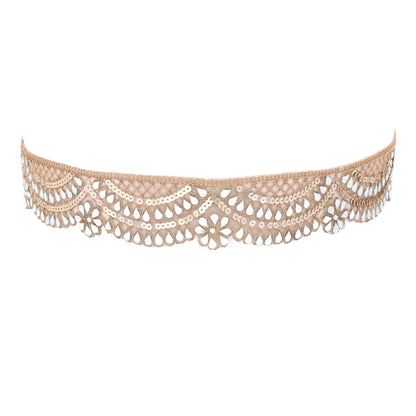 Flower Sequin Choker Mirror Necklace Waist Belt Trendy Festival Jewelry Unique Floral Accessory Handmade