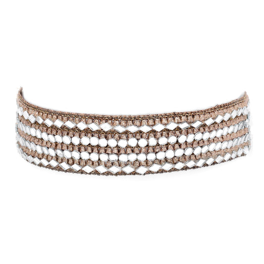 Broad Celestial Jewelry Choker Mirror Fabric HandCrafted Necklace Shiny Jewel Necklace