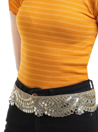 Flower Sequin Choker Mirror Necklace Waist Belt Trendy Festival Jewelry Unique Floral Accessory Handmade
