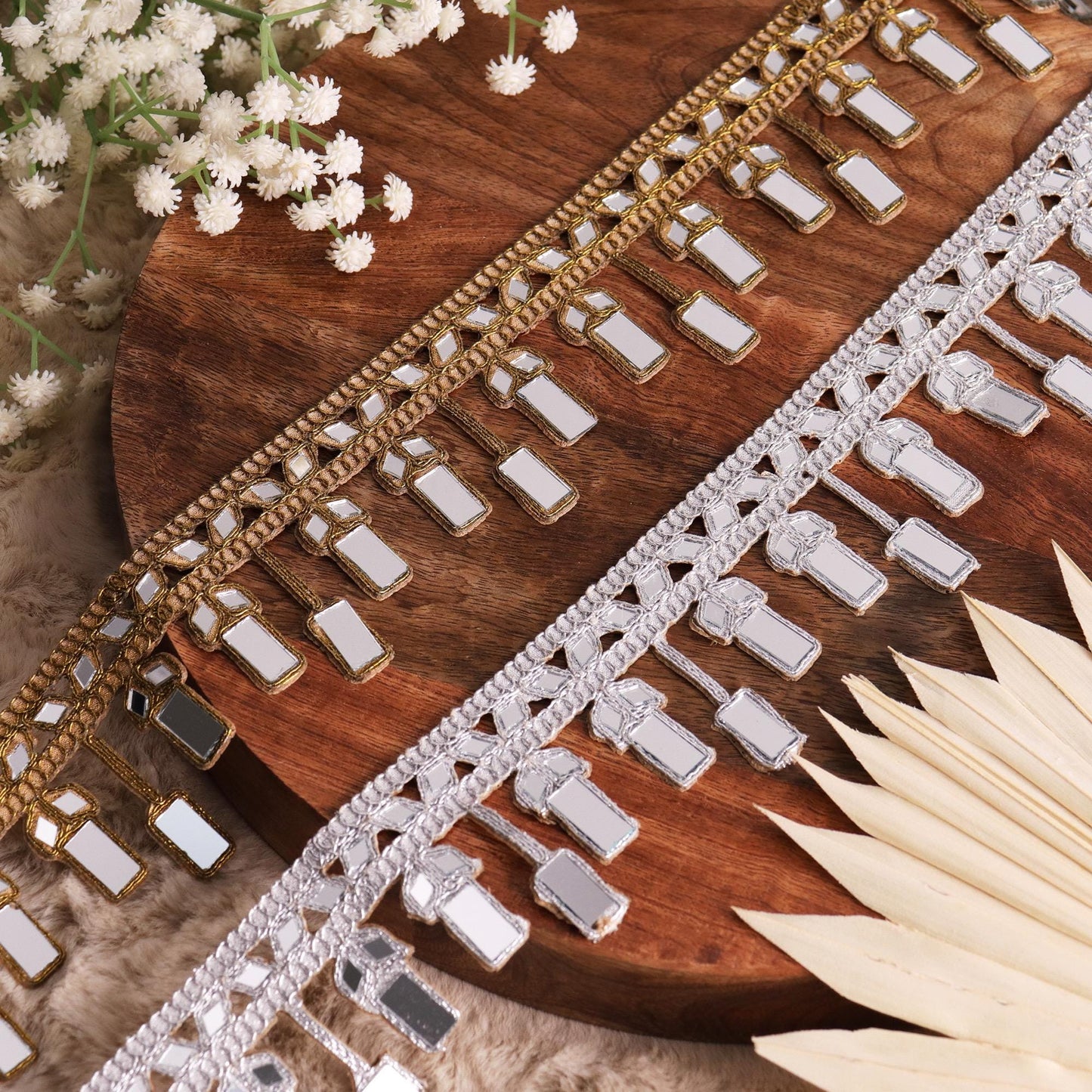 Embellished Pendant Fabric Lace Gold