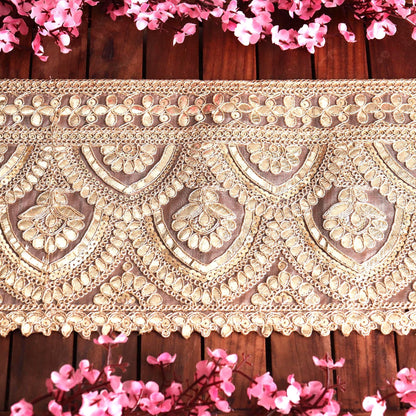 Gold Gota Patti Lace Border Broad Indian Saree Border Bridal Dress Lace