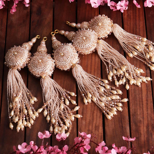Beaded Decorative Crochet Tassel Pearl Glass Bead Curtain Hanging Indian Tassel