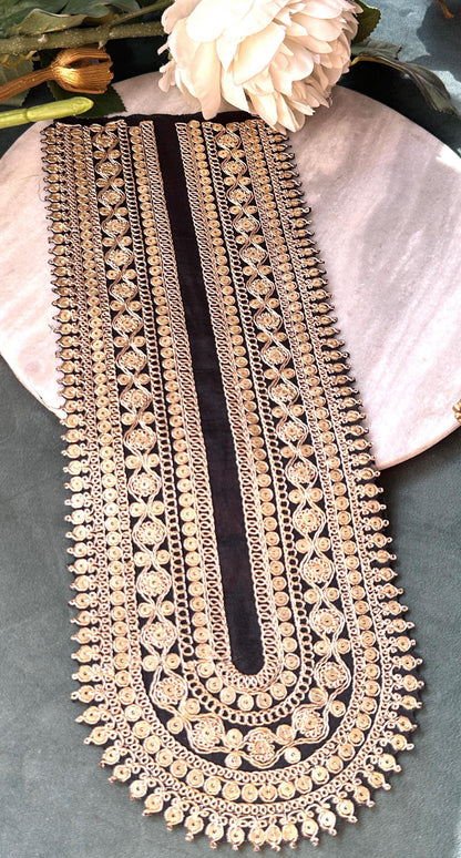 Handmade Gold Embellishment Floral Neckline Collar