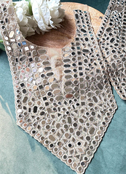 Handmade Mirror Work Neck Applique Indian Boho Chic Neck Patch