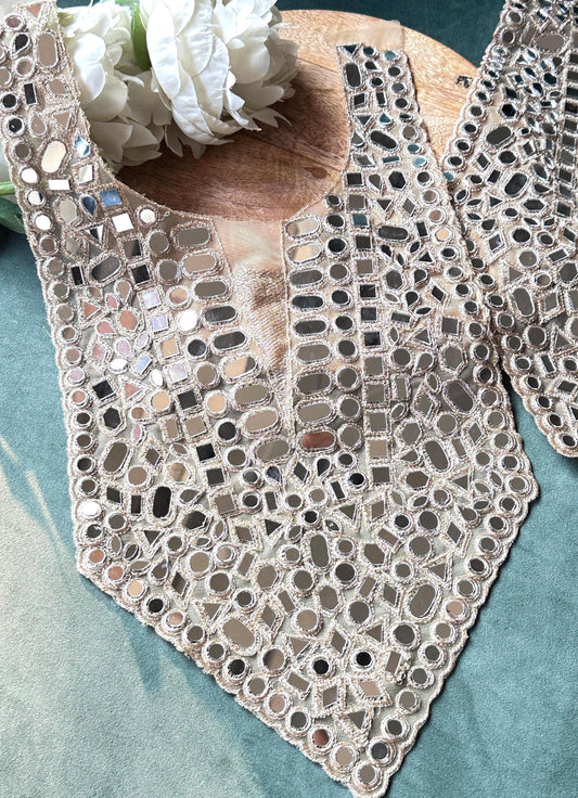 Handmade Mirror Work Neck Applique Indian Boho Chic Neck Patch