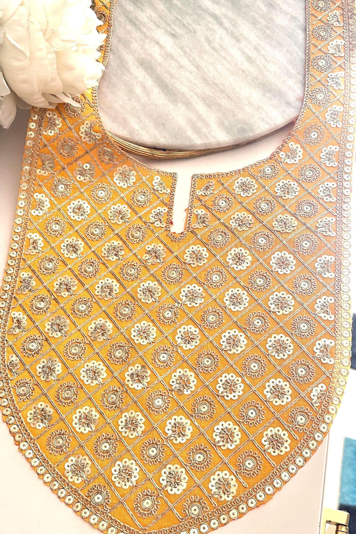 Golden Floral Collar Applique