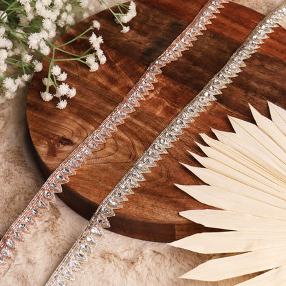 Elegant Rhinestone Crystal Beaded Edging Trim Decorative Bridal applique Lace