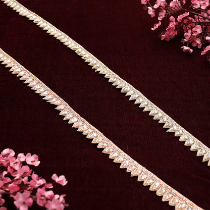 Elegant Rhinestone Crystal Beaded Edging Trim Decorative Bridal applique Lace