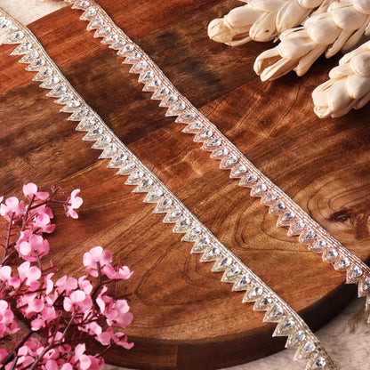 Elegant Rhinestone Crystal Beaded Edging Trim Decorative Bridal applique Lace